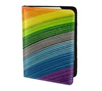AYYQWE Étui portefeuille pour passeport et documents de voyage Motif rayures arc-en-ciel, Noir , Taille unique