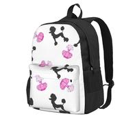 AYYQWE Girly Sac à dos de grande capacité avec bouteille de parfum rose et caniche résistant à l'eau pour randonnée, camping, pique-nique