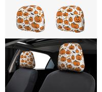 AYYQWE Housses d'appui-tête de voiture avec motifs de citrouille d'Halloween - Coussin de siège universel - Protection intérieure