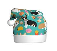 AYYQWE Joli chapeau de Noël imprimé corgi pour hommes et femmes, bonnet de Père Noël pour décorations de fête de vacances