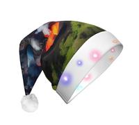 AYYQWE Kilauea Chapeau de Noël lumineux imprimé volcan pour adultes pour fêtes de fin d'année, Nouvel An