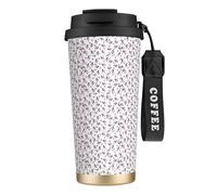 AYYQWE Mug de voyage en acier inoxydable avec imprimé caniche et bouteille de parfum rose girly pour boissons chaudes et froides pour un usage quotidien