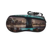 AYYQWE New York Manhattan Bridge Night Print Étui à lunettes souple pour lunettes de soleil Accessoire tendance Ajustement universel