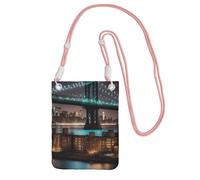 AYYQWE New York Manhattan Bridge Night Print Sac à bandoulière fin multifonction pour voyage, course à pied, usage quotidien, rose, Taille unique