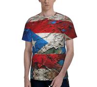 AYYQWE Porto Rico Papier Peint Drapeau Imprimé Hommes T-shirt à Manches Courtes Doux Décontracté Bureau Gym Été Bureau Environnements Porter, Noir , XL