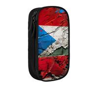 AYYQWE Porto Rico Trousse à crayons pratique multi-compartiments pour bureau, voyage, école, art quotidien, Noir , Taille unique, Poche de rangement