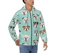 AYYQWE Pull à capuche amusant avec imprimé bouledogue anglais pour homme avec baggy respirant pour le travail décontracté vêtements de sport, Noir , S