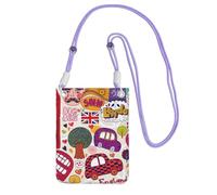 AYYQWE Sac à bandoulière fin pour téléphone portable avec imprimé anglais - Multifonction - Pour voyage, course à pied, usage quotidien, violet, Taille unique