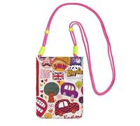 AYYQWE Sac à bandoulière fin pour téléphone portable avec imprimé anglais - Multifonction - Pour voyage, course à pied, usage quotidien, Fuchsia, Taille unique