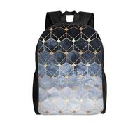 AYYQWE Sac à dos double épaule unisexe avec imprimé hexagones et diamants bleus