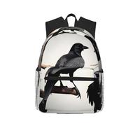 AYYQWE Sac à dos unisexe avec imprimé corbeau noir sur une branche - Léger et confortable - Pour randonnée, gym, camping, travail en plein air