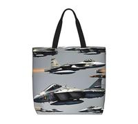 AYYQWE Sac à main à bandoulière confortable avec imprimé avions de chasse et poche zippée pour voyage, gym, travail