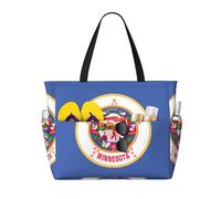 AYYQWE Sac fourre-tout de plage avec imprimé drapeau de l'État du Minnesota, élégant, sac de week-end, réutilisable, léger, pour gym, pique-nique, camping, femmes et hommes