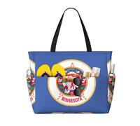 AYYQWE Sac fourre-tout de plage avec imprimé drapeau de l'État du Minnesota, élégant, sac de week-end, réutilisable, léger, pour gym, pique-nique, camping, femmes et hommes