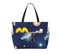 AYYQWE Sac fourre-tout de plage imprimé ciel étoilé Univers Espace élégant sac de week-end réutilisable léger Gym pique-nique camping femmes hommes