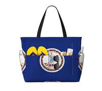 AYYQWE Sac fourre-tout de plage imprimé drapeau de l'État de Virginie élégant sac de week-end réutilisable léger Gym pique-nique camping femmes hommes