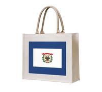 AYYQWE Sac fourre-tout élégant avec imprimé drapeau de l'État de Virginie-Occidentale, réutilisable, respectueux de l'environnement, en toile pour voyage, plein air, tous les jours