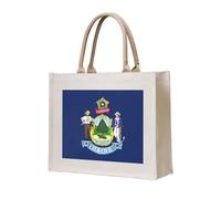 AYYQWE Sac fourre-tout élégant avec imprimé drapeau de l'État du Maine - Réutilisable - Respectueux de l'environnement - En toile - Pour voyage en plein air