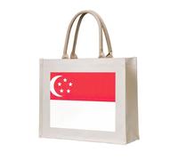 AYYQWE Sac fourre-tout élégant avec imprimé drapeau de Singapour - Réutilisable - Respectueux de l'environnement - En toile - Pour voyage, plein air et quotidien