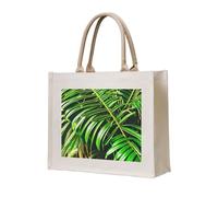 AYYQWE Sac fourre-tout élégant avec imprimé feuilles vertes de palmier, réutilisable, respectueux de l'environnement, en toile pour voyage, plein air, quotidien