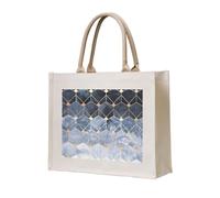 AYYQWE Sac fourre-tout élégant avec imprimé hexagones bleus et diamants - Réutilisable - Respectueux de l'environnement - En toile - Pour voyage, plein air et quotidien