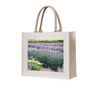 AYYQWE Sac fourre-tout élégant avec imprimé lavande et marguerite réutilisable en toile respectueuse de l'environnement pour les voyages en plein air au quotidien