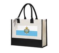 AYYQWE Sac fourre-tout unisexe en toile avec imprimé drapeau de Saint-Marin Grande capacité pour shopping, voyage, bureau
