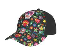 AYYQWE Sugar and Skulls and Flowers Print Baseball Cap Mesh Summer Hat Outdoor Sports Quick-Dry Respirant Absorption de la sueur Noir