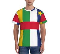 AYYQWE T-shirt à manches courtes imprimé drapeau de l'Afrique centrale pour homme, respirant, entraînement, été, sortie décontractée, Noir , 3XL