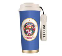 AYYQWE Tasse de voyage en acier inoxydable avec drapeau de l'État du Minnesota pour boissons chaudes et froides pour un usage quotidien