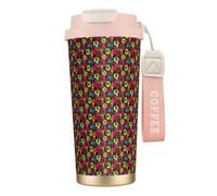 AYYQWE Tasse de voyage en acier inoxydable avec motif fleurs arc-en-ciel pour café, thé, eau, boissons chaudes et froides, usage quotidien