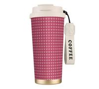 AYYQWE Tasse de voyage romantique en acier inoxydable avec motif cœur pour café, thé, eau, boissons chaudes et froides, usage quotidien