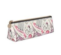 AYYQWE The Paris Tower and a Bicycle Print Student Pencil Case Large Capacity Triangle Pouch Zippered Pen Makeup School College, blanc, Taille unique