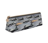 AYYQWE Trousse à crayons avec motif avions de chasse - Grande capacité - Triangle - Fermeture éclair - Maquillage - École - Collège, blanc, Taille unique