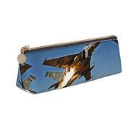 AYYQWE Trousse à crayons avec motif avions de chasse - Grande capacité - Triangle - Fermeture éclair - Maquillage - École - Collège, blanc, Taille unique