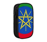 AYYQWE Trousse à crayons avec motif drapeau de l'Éthiopie - Pratique - Plusieurs compartiments - Pour bureau, voyage, école, art quotidien, Noir , Taille unique, Poche de rangement