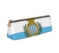 AYYQWE Trousse à crayons avec motif drapeau de Saint-Marin - Grande capacité - Triangle - Avec fermeture éclair - Pour maquillage, école, collège, blanc, Taille unique