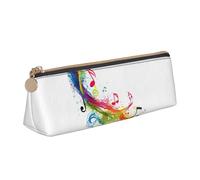 AYYQWE Trousse à crayons colorée avec motif notes de musique pour étudiant, grande capacité, pochette triangulaire, fermeture éclair, stylo de maquillage, école, collège, blanc, Taille unique