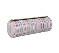 AYYQWE Trousse à crayons cylindrique élégante avec rayures de couleur. Pochette à crayons pour accessoires de bureau, doré, One Size, Organiseur de sac