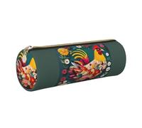 AYYQWE Trousse à crayons cylindrique élégante et élégante avec imprimé de fleurs, cœur, poulet, accessoires de bureau, organisateur de papeterie, doré, One Size, Organiseur de sac