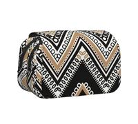 AYYQWE Trousse à crayons légère avec imprimé zigzag noir blanc brun clair élégant papeterie voyage bureau grande capacité maquillage toilette