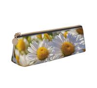 AYYQWE Trousse à crayons pour étudiant avec motif marguerites blanches sauvages - Grande capacité - Poche triangulaire zippée - Pour l'école ou le collège, blanc, Taille unique