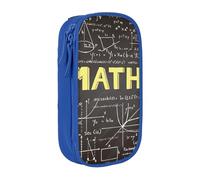 AYYQWE Trousse à crayons pratique avec impression mathématiques multi-compartiments pour bureau, voyage, école, art quotidien, bleu, Taille unique, Poche de rangement