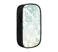 AYYQWE Trousse à crayons pratique avec imprimé algues vertes et bleu marine multi-compartiments pour bureau, voyage, école, art quotidien, Noir , Taille unique, Poche de rangement