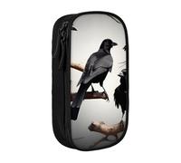 AYYQWE Trousse à crayons pratique avec imprimé corbeau noir sur une branche pour bureau, voyage, école, art quotidien, Noir , Taille unique, Poche de rangement