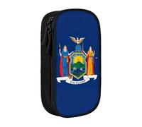 AYYQWE Trousse à crayons pratique avec imprimé drapeau de l'État de New York - Multi-compartiments - Pour bureau, voyage, école, art quotidien, Noir , Taille unique, Poche de rangement