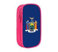 AYYQWE Trousse à crayons pratique avec imprimé drapeau de New York - Multi-compartiments - Pour bureau, voyage, école, art quotidien, rose, Taille unique, Poche de rangement