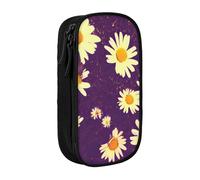 AYYQWE Trousse à crayons pratique avec imprimé fleurs violettes - Plusieurs compartiments - Pour bureau, voyage, école, art quotidien, Noir , Taille unique, Poche de rangement