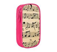 AYYQWE Trousse à crayons pratique avec imprimé notes de musique multi-compartiments pour bureau, voyage, école, art quotidien, rose, Taille unique, Poche de rangement