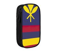 AYYQWE Trousse à crayons pratique avec motif drapeau du royaume d'Hawaï multi-compartiments pour bureau, voyage, école, art quotidien, Noir , Taille unique, Poche de rangement